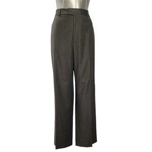 Ellen Tracy 12 Dress Pants Gray Wide Leg Zip Button Soft Wool Blend‎ Hip Pockets